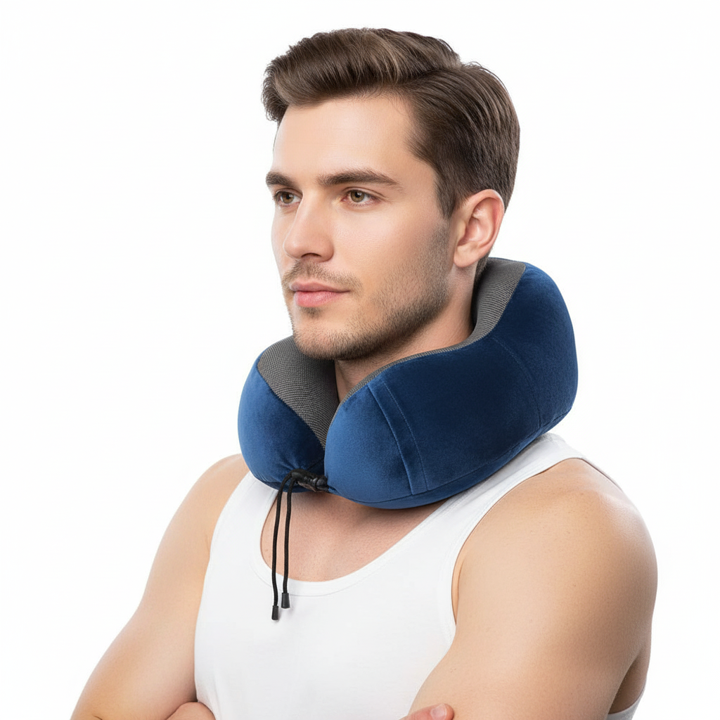 ET Neck Pillow-Experience ultimate comfort with ComfortEase Memory Foam Neck Pillow – perfect support for travel, work, and relaxation.